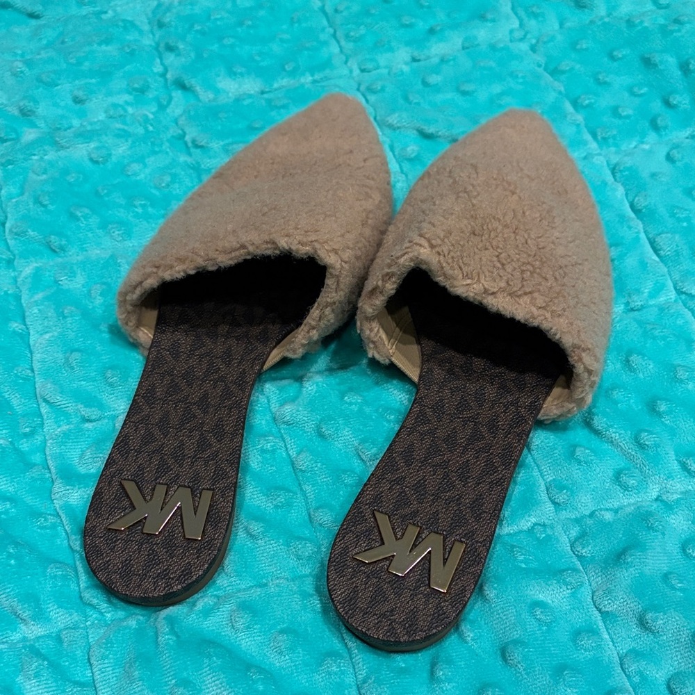 Michael Kors Women's Brown Fuzzy Mules